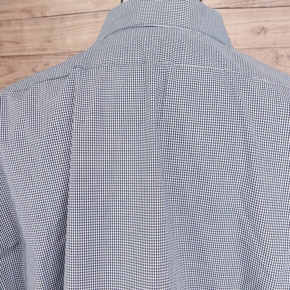 Van Heusen Shirt Mens XL 17.5 34/35 Blue White Check Dress Wrinkle Free - Picture 5 of 9